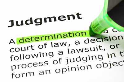 'Determination' highlighted in green, under the heading 'Judgment'